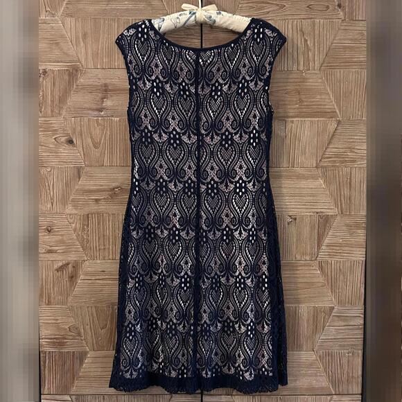 Coldwater Creek Women's Navy Crochet Dress Size 8 Cottagecore - Picture 3 of 5